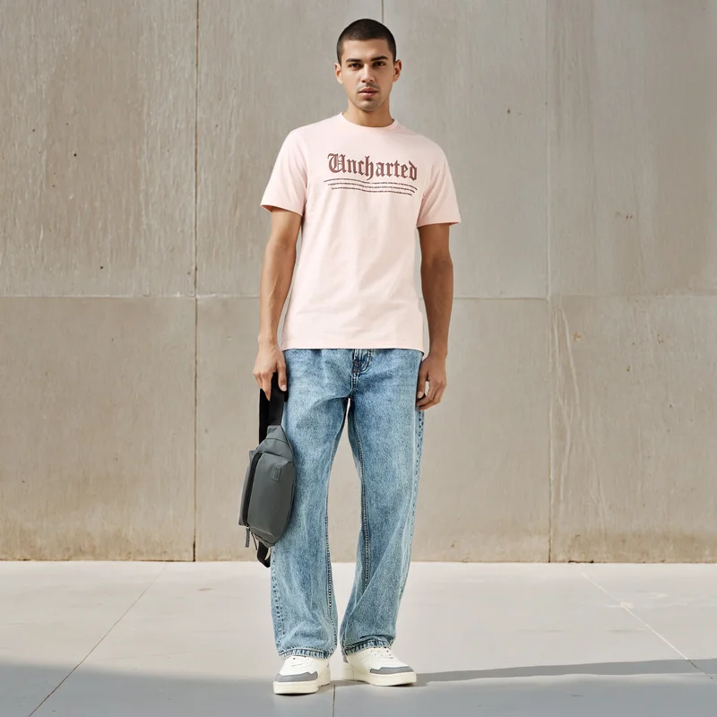 سبلاش فيڤ Slogan Print T-shirt