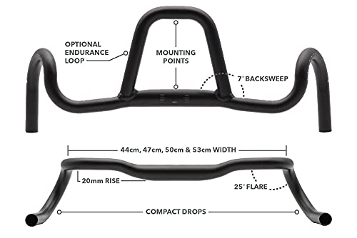 REDSHIFT Kitchen Sink Handlebar without Loop for Road, Gravel, Touring, and Commuter Bikes, Aluminum Drop Bar, 31.8mm Clamp, with 20mm of Rise, 44 cm Width - Image 4