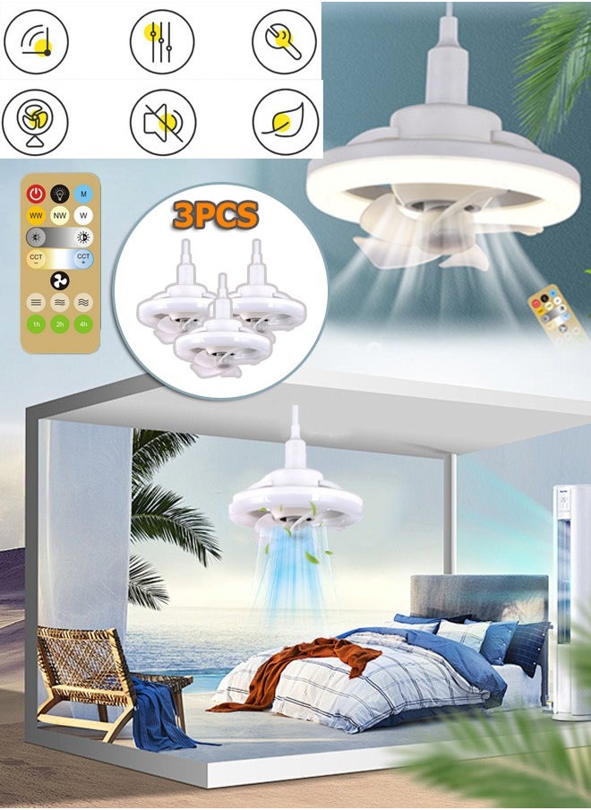 Generic 360 Degree Rotation Silent Fan Bulb with Lights Dimmable Color Temperature and Timed Lights with Remote Control Step Mouth High -Power Shaking Head Fan Lamp  - Image 1