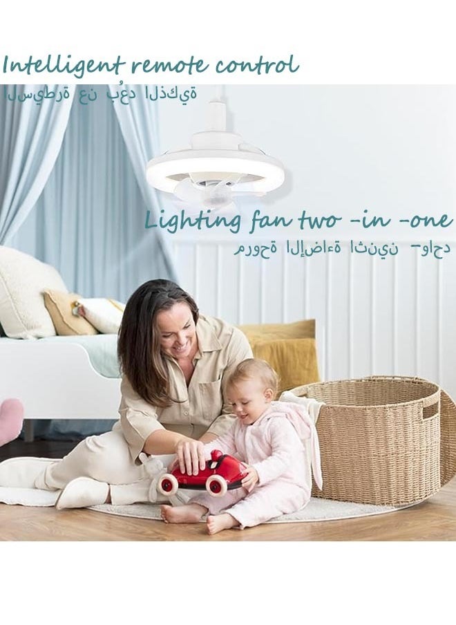 Generic - 360 Degree Rotation Silent Fan Bulb with Lights Dimmable Color Temperature and Timed Lights with Remote Control Step Mouth High -Power Shaking Head Fan Lamp - Image 1