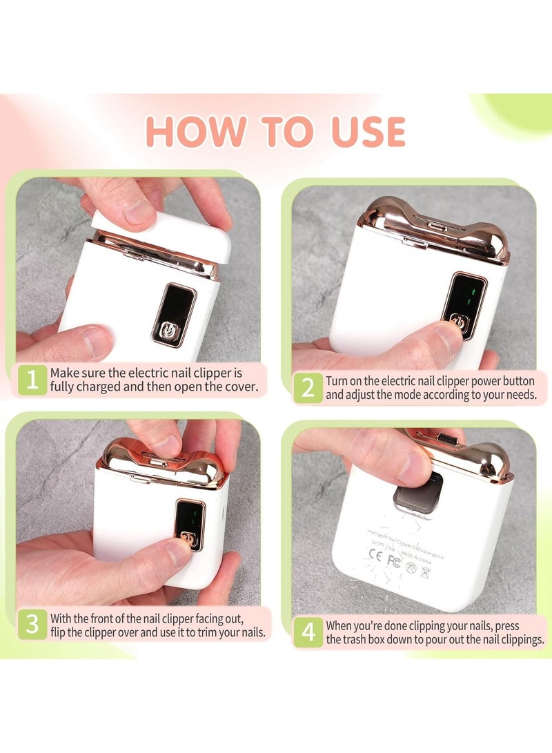 general Electric nail clippers with LED light, USB rechargeable nail trimmer, 3-speed nail manicure for babies, kids, seniors and adults - perfect for nail care for seniors - Image 4