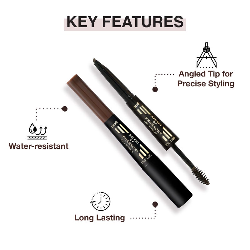 EBIN NEW YORK Secret of Pharaoh Dual Eyebrow Pencil & Mascara Natural Brown | 2-in-1 Brow Pencil & Gel | Water-Resistant, Long-Lasting, Natural Finish | Vegan & Cruelty-Free - Image 5