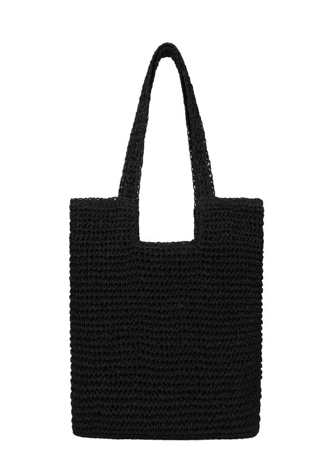 Youjaree Women Large Straw Beach Bag Handmade Woven Shoulder Bags Hobo Tote Handbag Summer Purse (Black) - Image 1