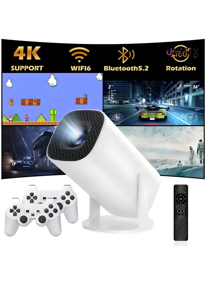 P30 MAX Projector With 2 gamepads Android 11 Wifi6 BT Home Theater Office Outdoor Smart Portable 4K HD Projector - Image 1