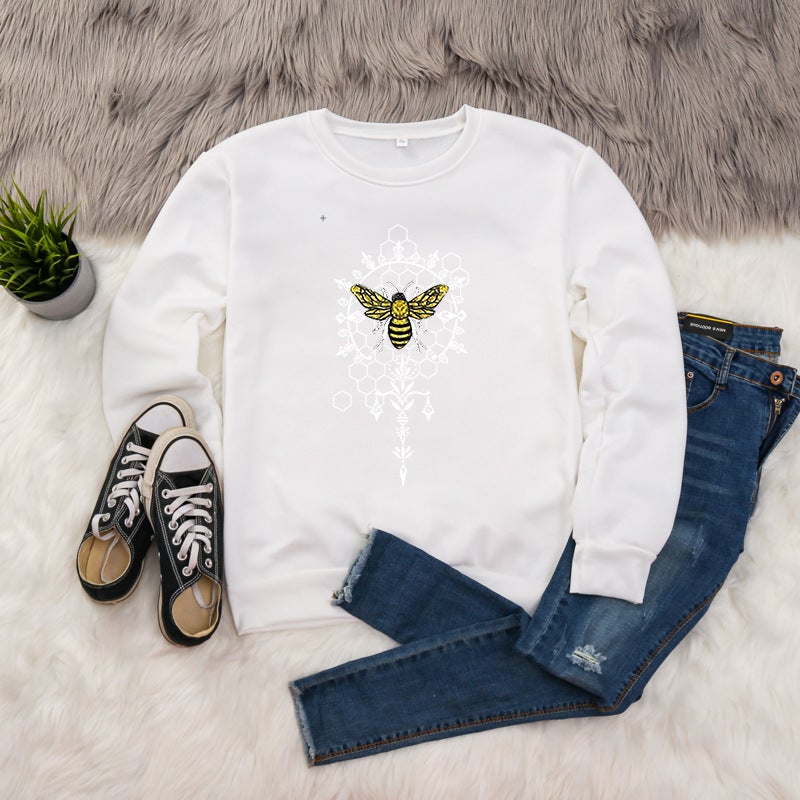 2024 Amazon ebay AliExpress Cross-border Independent Station eBay Animal Letters European and American Printed Crewneck for Men and Women White  - Image 1