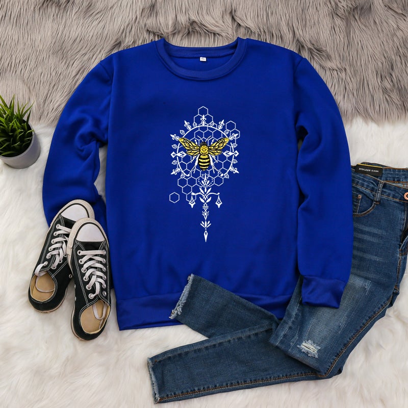 2024 Amazon ebay AliExpress Cross-border Independent Station eBay Animal Letters European and American Printed Crewneck for Men and Women White