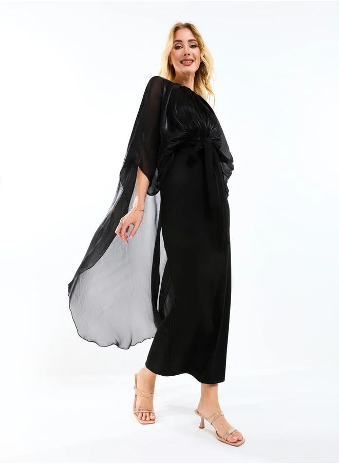 هاوس اوف مودا Longline Drape Cape Sleeves Sheath Maxi Dress by Styli