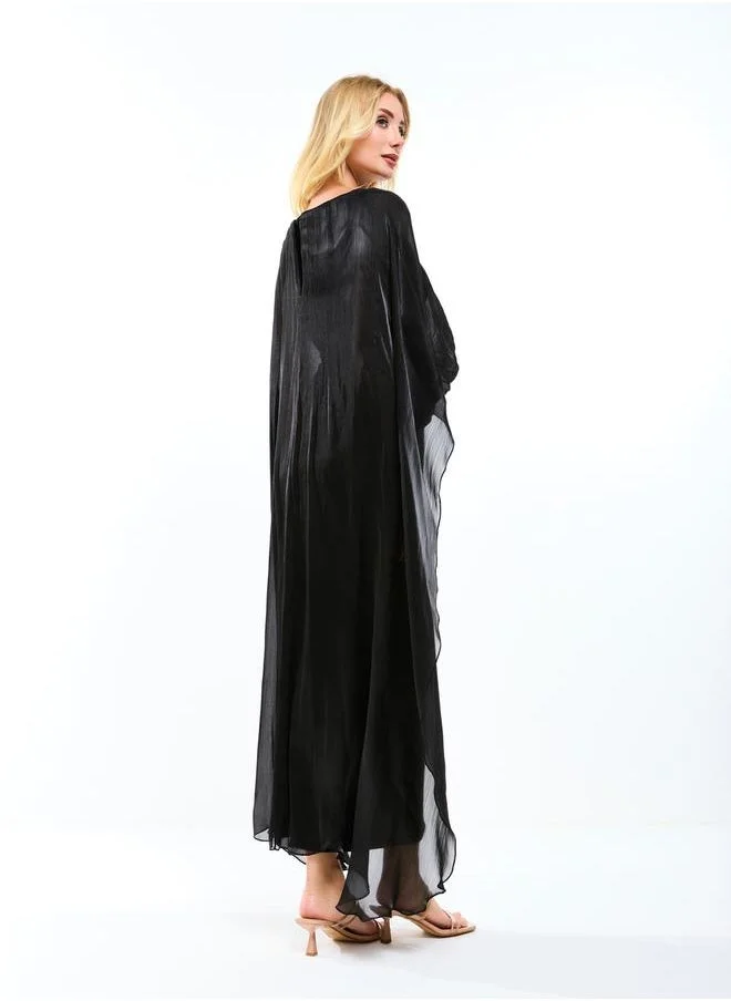 House of Moda House of Moda Longline Drape Cape Sleeves Sheath Maxi Dress