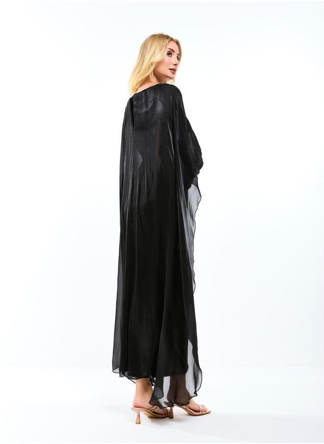 House of Moda House of Moda Longline Drape Cape Sleeves Sheath Maxi Dress - Image 5
