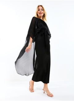 House of Moda Longline Drape Cape Sleeves Sheath Maxi Dress by Styli  - Image 5