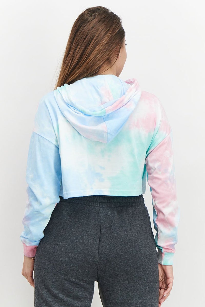 XOXO Women Sportswear Fit Training Crop Hoodie, Blue - Image 3