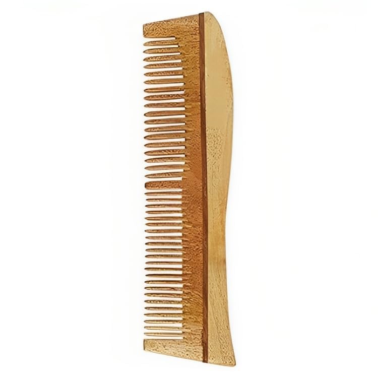 INSIME Neem wooden comb for women hair growth | Kacchi herb treated neem wood comb for men women | Dual 2 in 1 Fine & Wide tooth Hair comb for Men & Women - Image 2