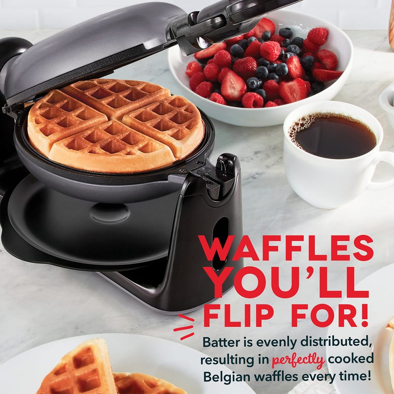 DASH Flip Belgian Waffle Maker With Non-Stick Coating for Individual 1" Thick Waffles – Graphite - Image 2