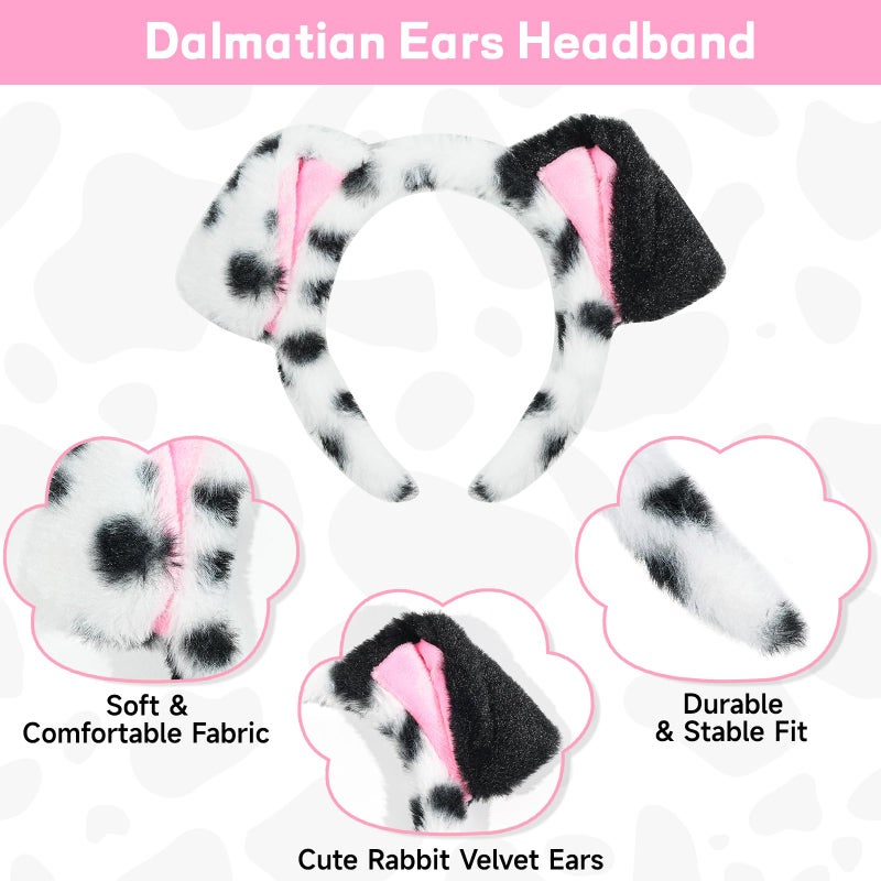 TORIHIKI 2 Pcs Spotted Dog Costume Set - Dalmatian Dog Ears Headband & Tutu for Animal Costume Theme Party - Image 3