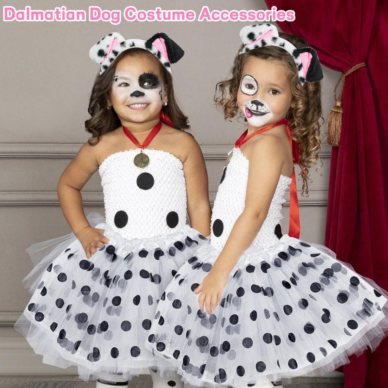 TORIHIKI 2 Pcs Spotted Dog Costume Set - Dalmatian Dog Ears Headband & Tutu for Animal Costume Theme Party - Image 5