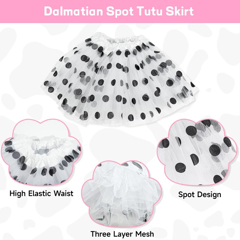 TORIHIKI 2 Pcs Spotted Dog Costume Set - Dalmatian Dog Ears Headband & Tutu for Animal Costume Theme Party - Image 4