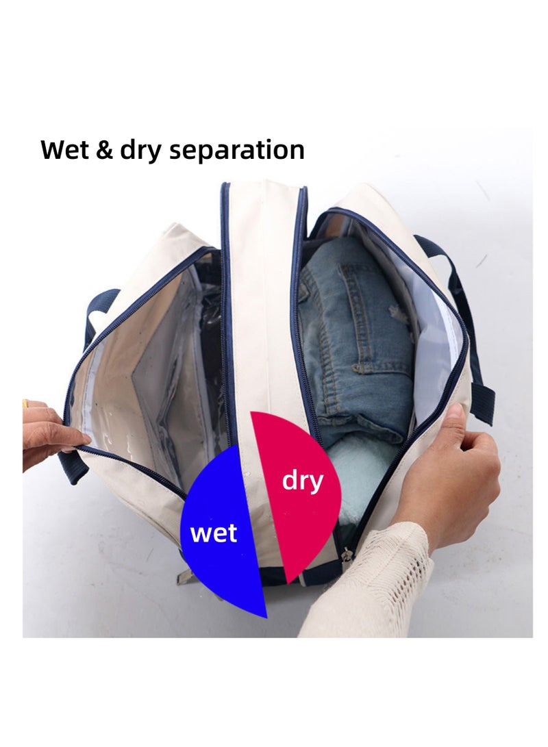 نوفولان حقيبة سباحة منفصلة عن الرطب والجاف مع حجرة للأحذية - حقيبة شاطئ كبيرة للسفر واللياقة البدنية بسحاب ناعم، خفيفة الوزن (أزرق) - Image 5