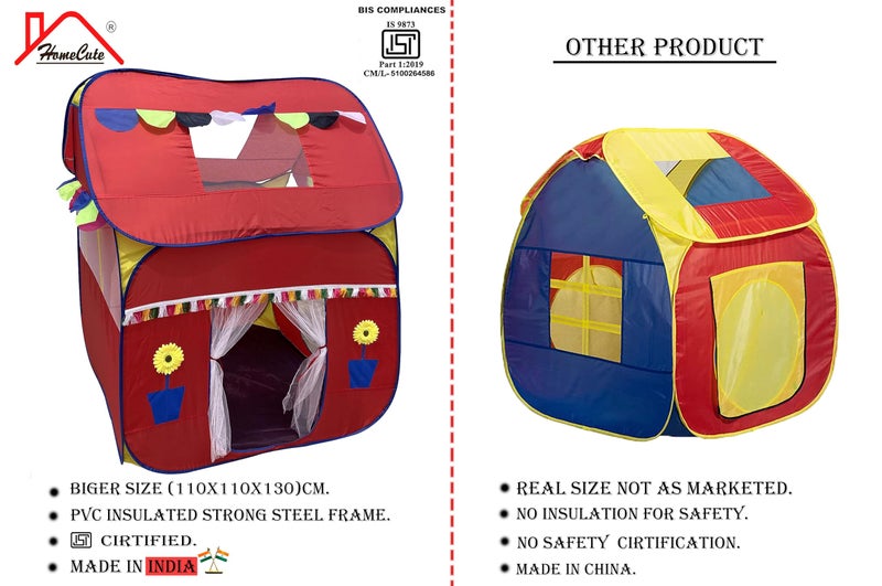 Homecute Foldable Pop Up Hut Type Kids Toys Jumbo Size Play Tent House for Boys and Girls (Big Size Red) - Image 5