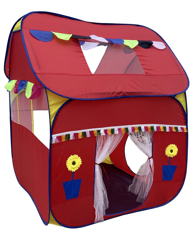 Homecute Foldable Pop Up Hut Type Kids Toys Jumbo Size Play Tent House for Boys and Girls (Big Size Red) - Image 1