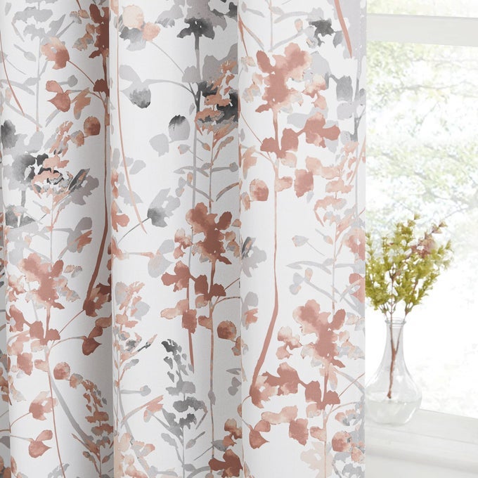 FARMHOUSE CURTAINS BLACKOUT VINTAGE CLASSICAL FLORAL PRINTING PRIVACY ENERGY EFFICIENCY WINDOW CURTAINS FOR BEDROOM LIVING ROOM KIDS NURSERY GIFT WIDE 52 X LONG 84 2 PANELS CORAL