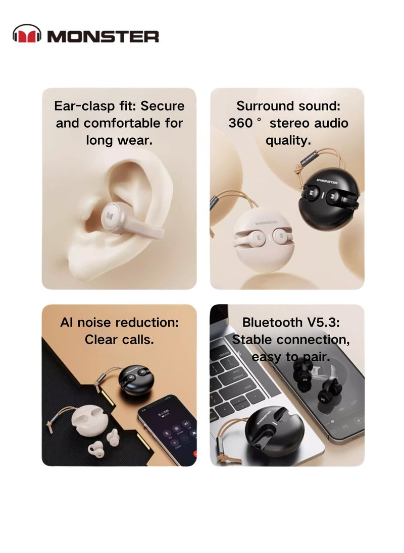 Monster - Monster XTK21 Ear Clip Bluetooth Headset – Seamless Connectivity, Hifi Sound, & 24hr Battery Life - Image 1