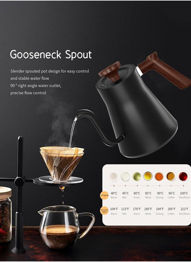 Joshberg - Electric Gooseneck Kettle,304 Stainless Steel Coffee Kettle with Temperature Control Presets,Quick Heating & Automatic Shut Off Electric Tea Pot for Pour Over Coffee,Brew Tea,Boil Water,0.9L,1200w - Image 1