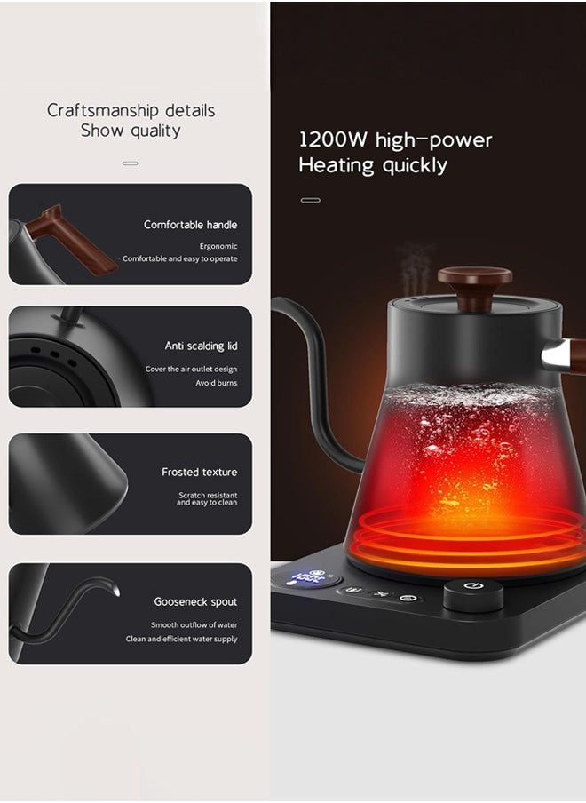 Joshberg - Electric Gooseneck Kettle,304 Stainless Steel Coffee Kettle with Temperature Control Presets,Quick Heating & Automatic Shut Off Electric Tea Pot for Pour Over Coffee,Brew Tea,Boil Water,0.9L,1200w - Image 1