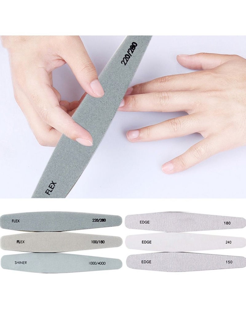 Nail File Set 6 PCS Nail Polishing Files Buffer Blocks Cleaning Brush Kit Manicure Pedicure Tools Set Sanding Nail File - Image 1