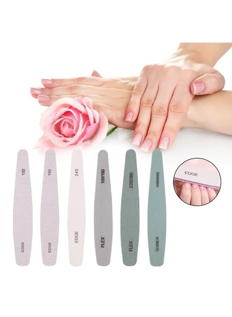 Nail File Set 6 PCS Nail Polishing Files Buffer Blocks Cleaning Brush Kit Manicure Pedicure Tools Set Sanding Nail File - Image 3