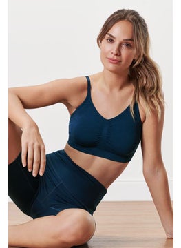 Women Non Padded Plain  Non Wired Bralette, Navy Blue