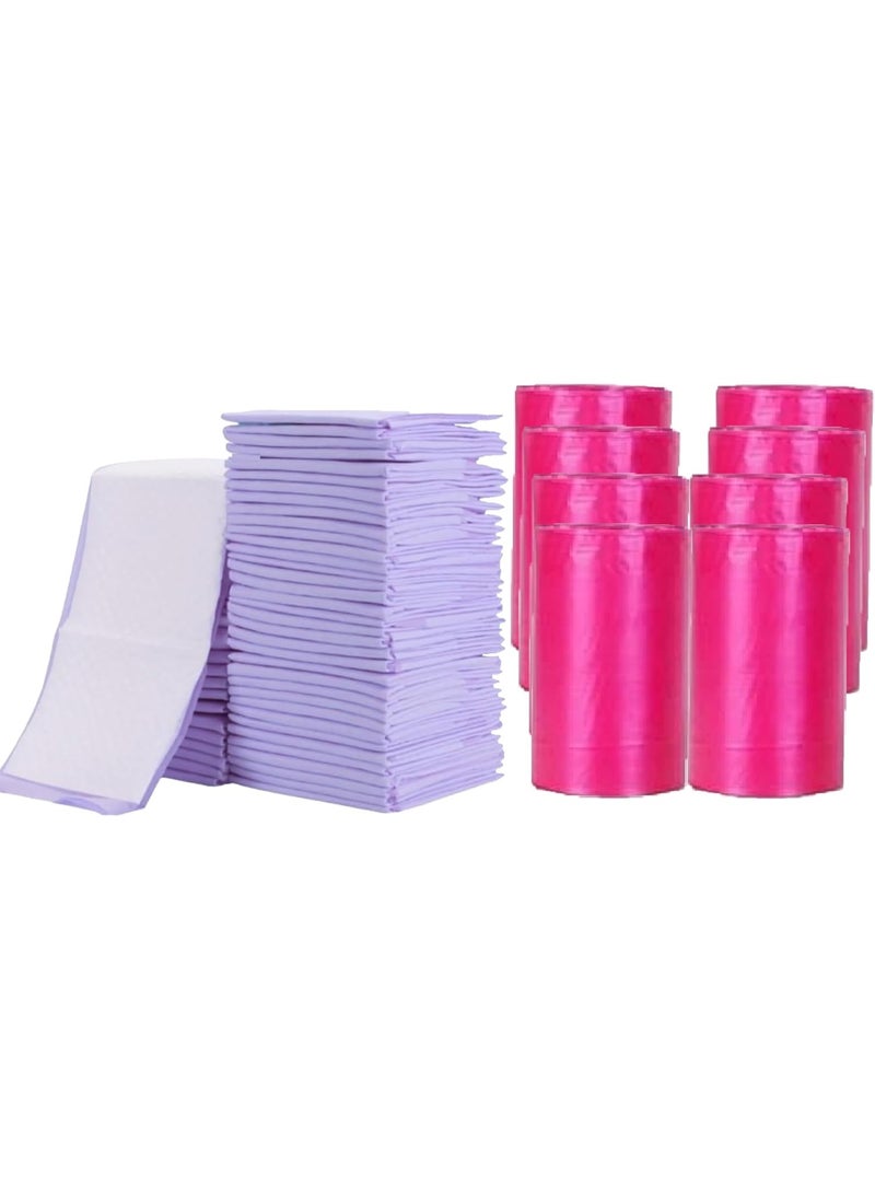 Cute 'n' Cuddle Cute 'n' Cuddle 120 Pcs Disposable Changing Mat Lavender 60cmX45cm With 120 Disposable Scented bags Pink  - Image 1