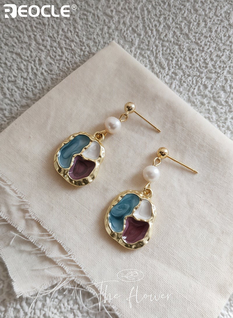 ريوكل أقراط نسائية من الفضة الاسترليني بتصميم غير منتظم مع لمسة من اللؤلؤ - مجوهرات مصنوعة يدويًا للارتداء الأنيق للنساء - Image 5