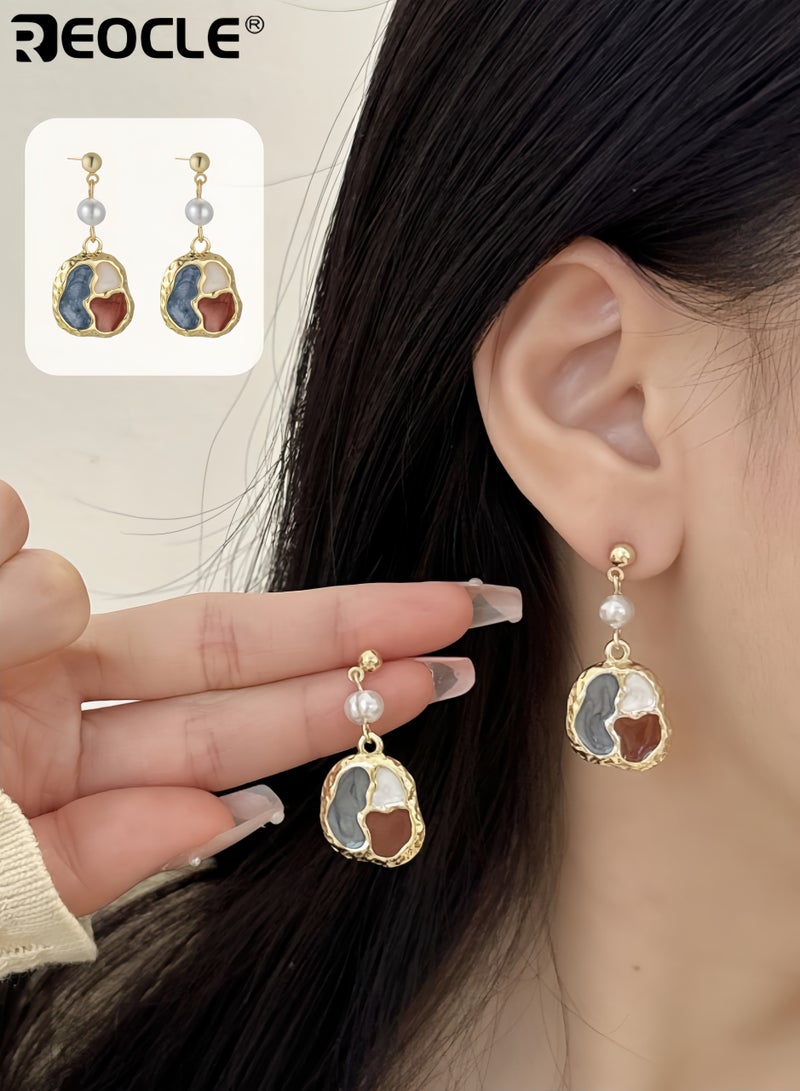 ريوكل أقراط نسائية من الفضة الاسترليني بتصميم غير منتظم مع لمسة من اللؤلؤ - مجوهرات مصنوعة يدويًا للارتداء الأنيق للنساء - Image 1