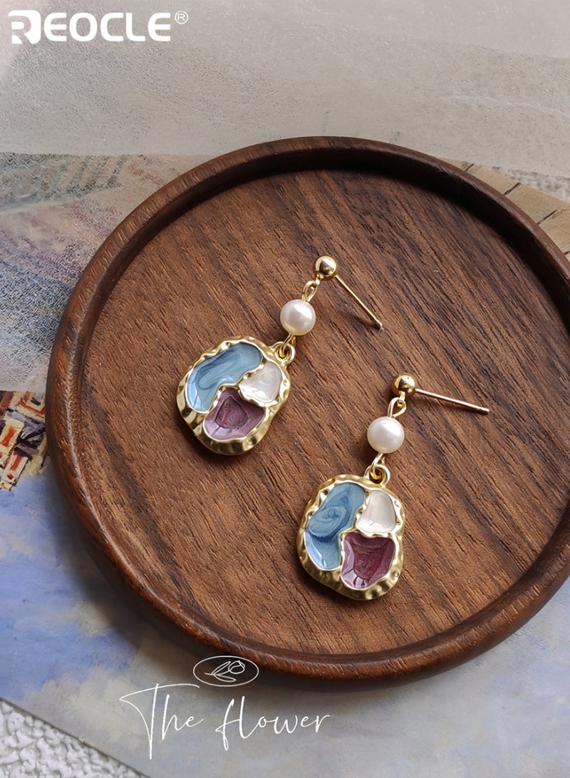 ريوكل أقراط نسائية من الفضة الاسترليني بتصميم غير منتظم مع لمسة من اللؤلؤ - مجوهرات مصنوعة يدويًا للارتداء الأنيق للنساء - Image 4