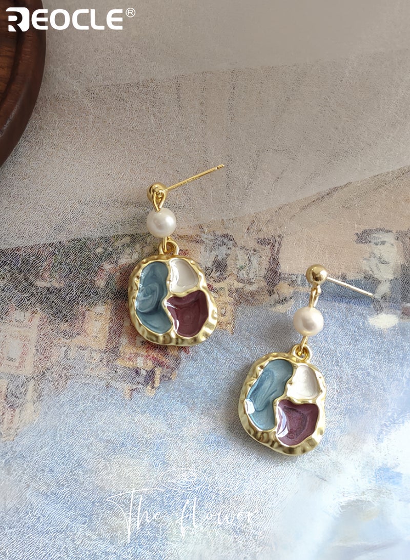 ريوكل أقراط نسائية من الفضة الاسترليني بتصميم غير منتظم مع لمسة من اللؤلؤ - مجوهرات مصنوعة يدويًا للارتداء الأنيق للنساء - Image 2