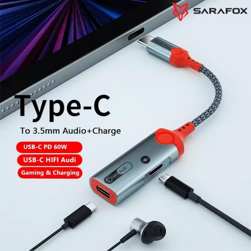 موزع USB من النوع C 3 في 1 مع شحن 60 وات للألعاب المحمولة - Image 2