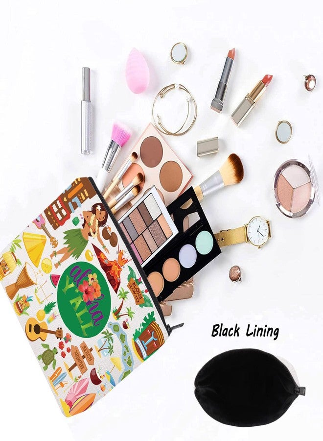 LEVLO Aloha Hawaii Holiday Cosmetic Make Up Bag - Travel Gift Beach Guitar Zipper Pouch Bag - Aloha Hawaiian Party Gift - Image 3