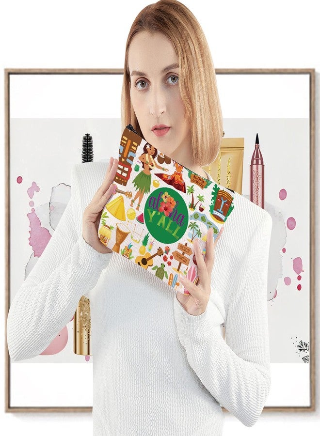 LEVLO Aloha Hawaii Holiday Cosmetic Make Up Bag - Travel Gift Beach Guitar Zipper Pouch Bag - Aloha Hawaiian Party Gift - Image 4