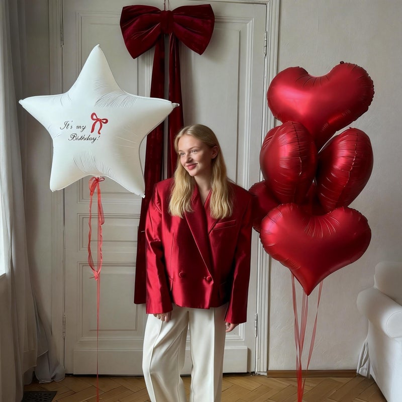 Vibzox Red Heart Balloons,6Pcs 24 Inch Large Red Heart Foil Balloons for Valentine's Day Birthday Wedding Engagement Bridal Showers Anniversary Party Decorations - Image 5