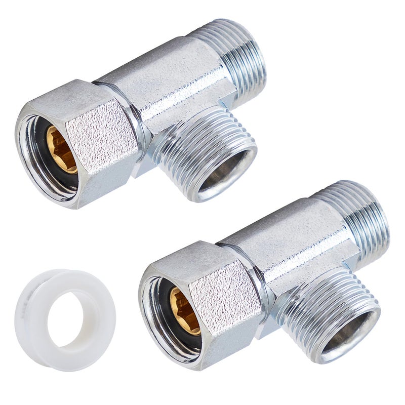 SUNGATOR 3/8 Inch Compression Tee, 3 Way Water Line Splitter, Add-A-Tee Valve 3/8 Inch Inlet x 3/8" Outlet x 3/8â€ Outlet, No Lead Brass Compression Splitter (2-Pack) - Image 1