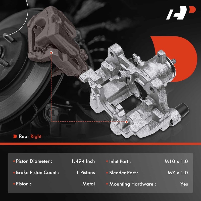 A-Premium Brake Caliper Assembly with Bracket for Ford Edge, Escape, Lincoln MKC, MKZ - Rear Passenger Side - Image 2