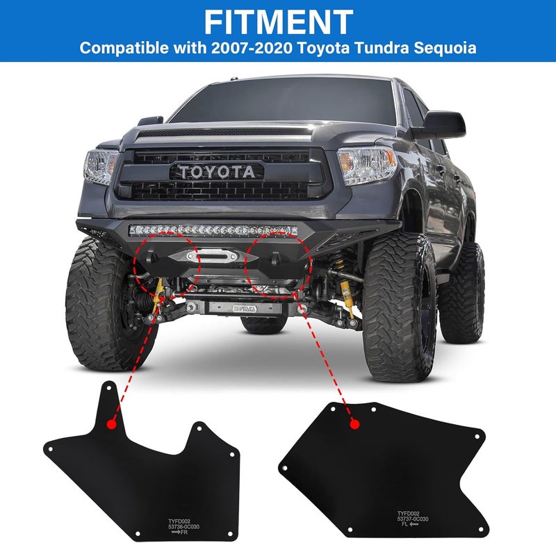 Tutor Auto Splash Guard Fender Liner Shields with Clips Compatible with 2007-2020 Toyota Tundra Sequoia - Replaces 537370C030 537360C030 - Image 3