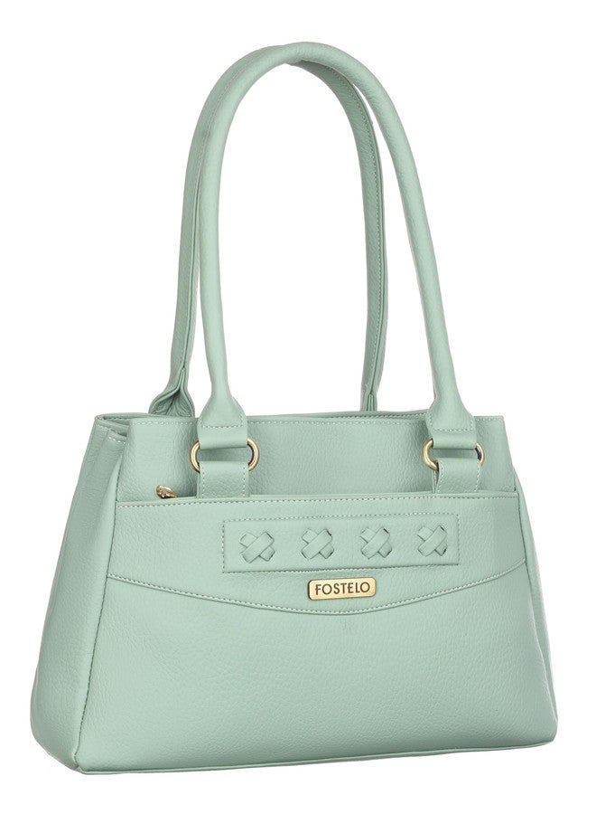 Fostelo Women's Maria Satchel Tote Handbag for Women | Ladies Purse | Stylish Shoulder Bag | Gift For Women | Pista - Image 1