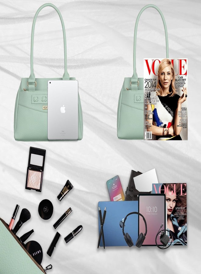 Fostelo Women's Maria Satchel Tote Handbag for Women | Ladies Purse | Stylish Shoulder Bag | Gift For Women | Pista - Image 4