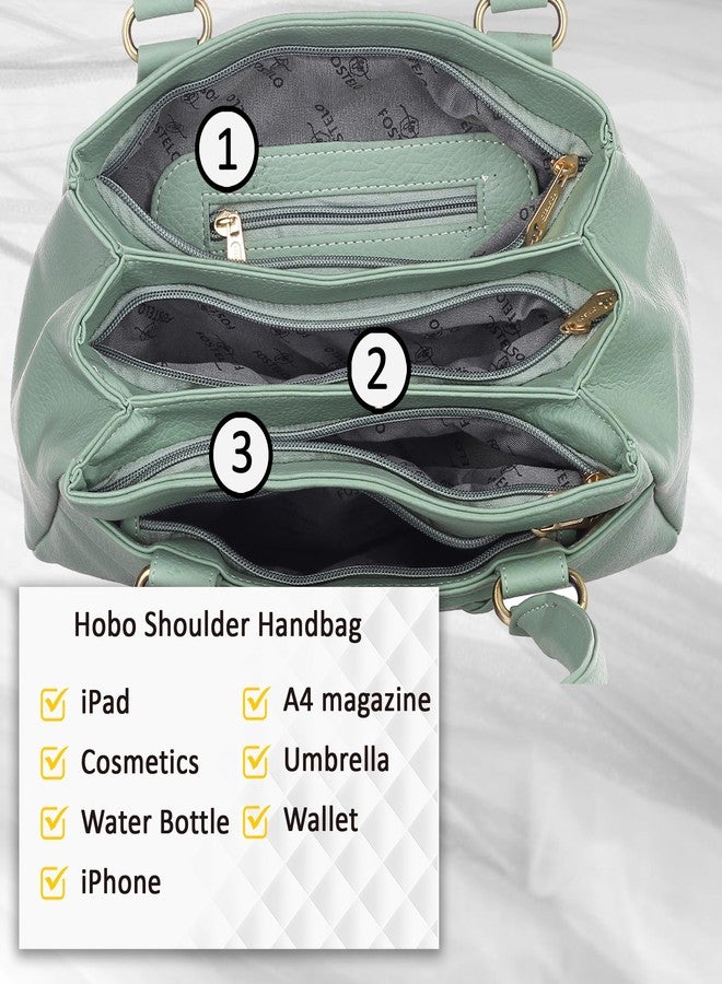 Fostelo Women's Maria Satchel Tote Handbag for Women | Ladies Purse | Stylish Shoulder Bag | Gift For Women | Pista - Image 5