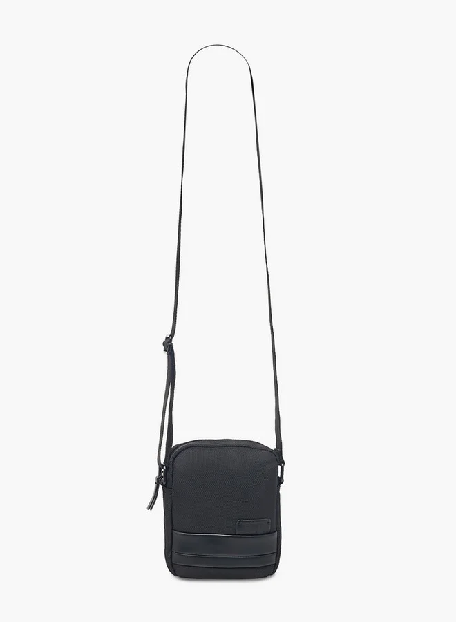 ال بي ال من شو اكسبرس Men Textured Crossbody Bag with Adjustable Strap and Zip Closure