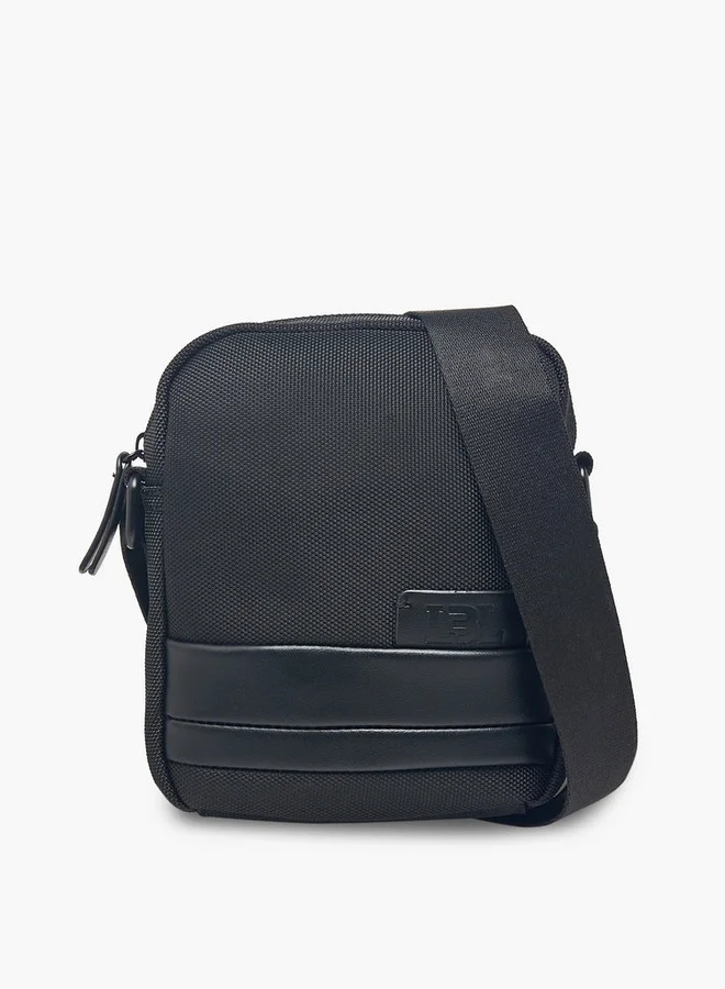 ال بي ال من شو اكسبرس Men Textured Crossbody Bag with Adjustable Strap and Zip Closure