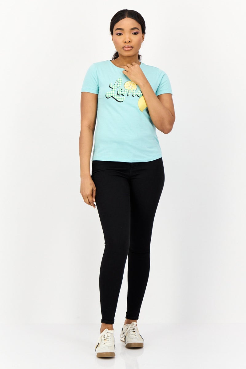 ONLY Women Crew Neck Short Sleeve Graphic Print T-shirt, Multicolor  - Image 3