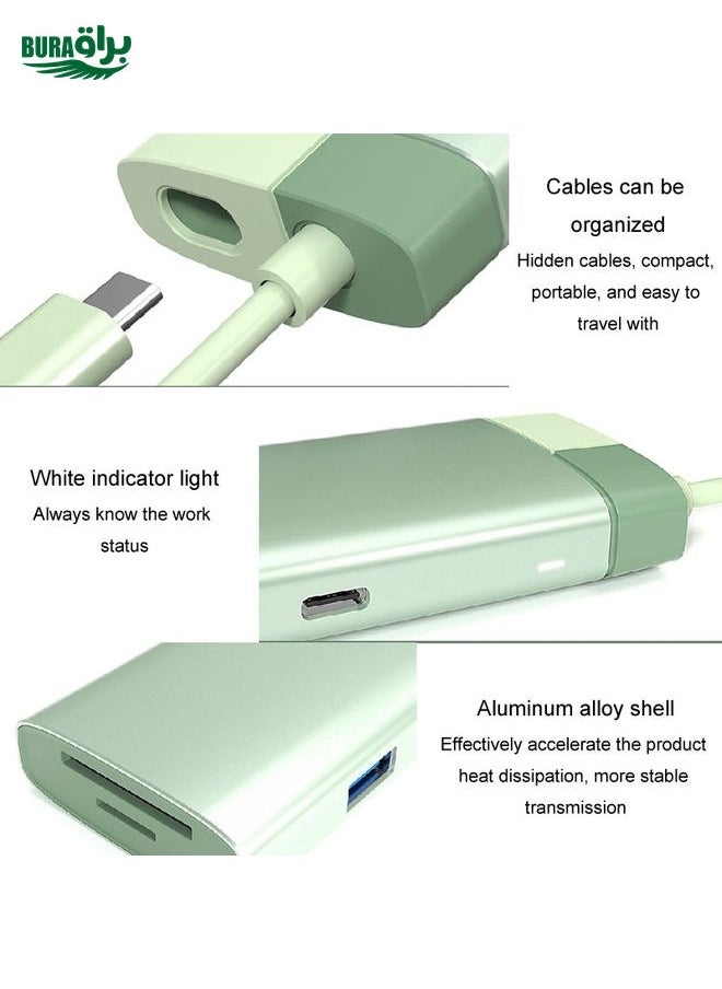 BURAQ - BS7A 7 In 1 Type-C Docking Station Multi-Function USB Hub Docking Station Converter(Pink) - Image 1
