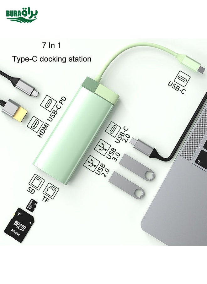 BURAQ BS7A 7 In 1 Type-C Docking Station Multi-Function USB Hub Docking Station Converter(Pink)  - Image 4